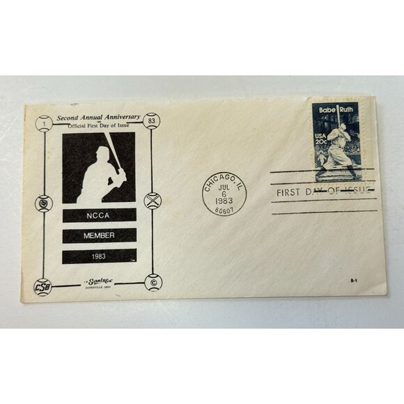 Other - Babe Ruth Stamp First Day of Issue NCCA Member 1983 Used Envelope READ Used
